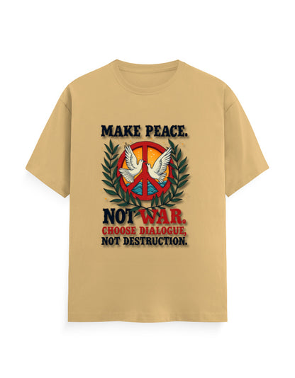 Unisex Crew T-Shirt - Make Peace Beige GlowZonePrints