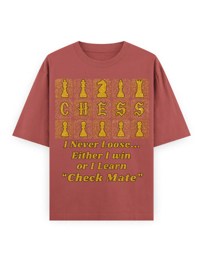 Unisex Oversized Classic T-Shirt -Chess (Gold Edition) Coral GlowZonePrints