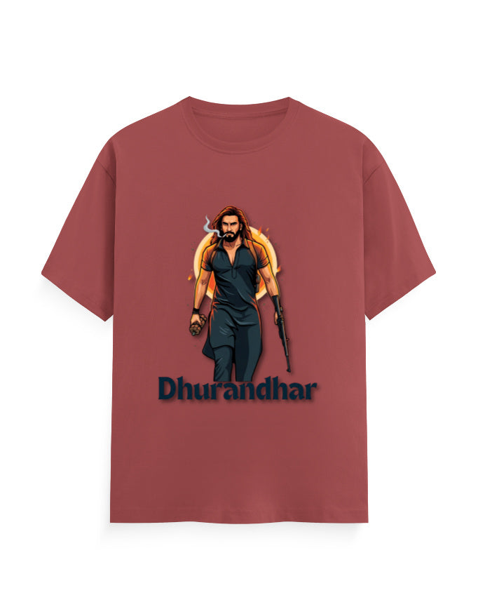 Unisex Crew T-Shirt – Dhurandhar(D) Coral GlowZonePrints