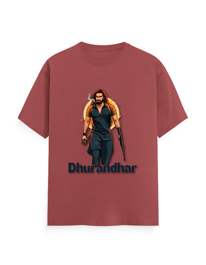 Unisex Crew T-Shirt – Dhurandhar(D) Coral GlowZonePrints