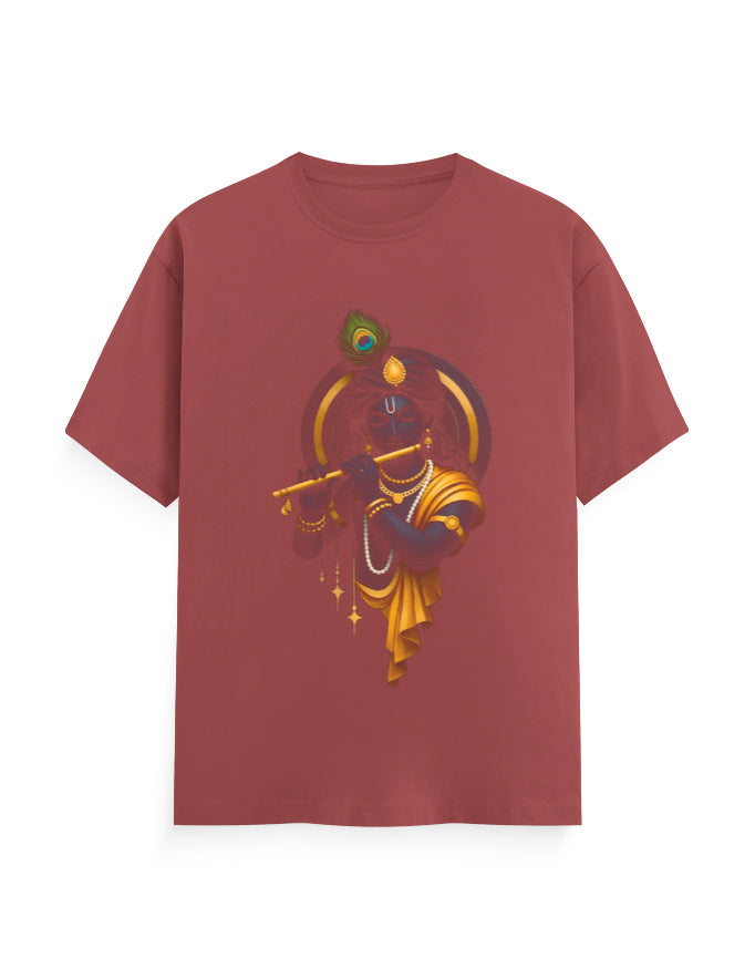 Unisex Classic Crew T-Shirt – Krishna Playing Flute GlowZonePrints