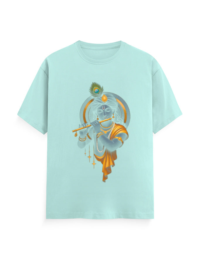 Unisex Classic Crew T-Shirt – Krishna Playing Flute GlowZonePrints