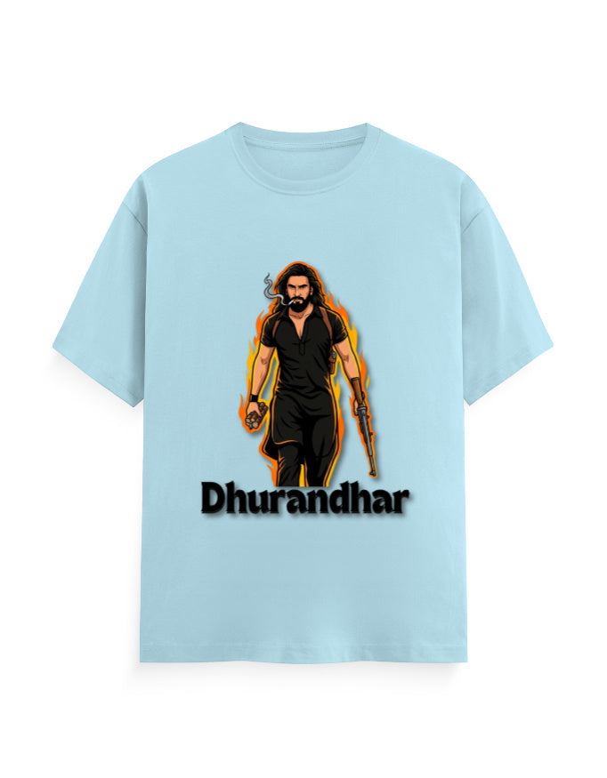 Unisex Crew T-Shirt - Dhurandhar(A) Baby Blue GlowZonePrints