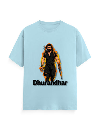Unisex Crew T-Shirt - Dhurandhar(A) Baby Blue GlowZonePrints