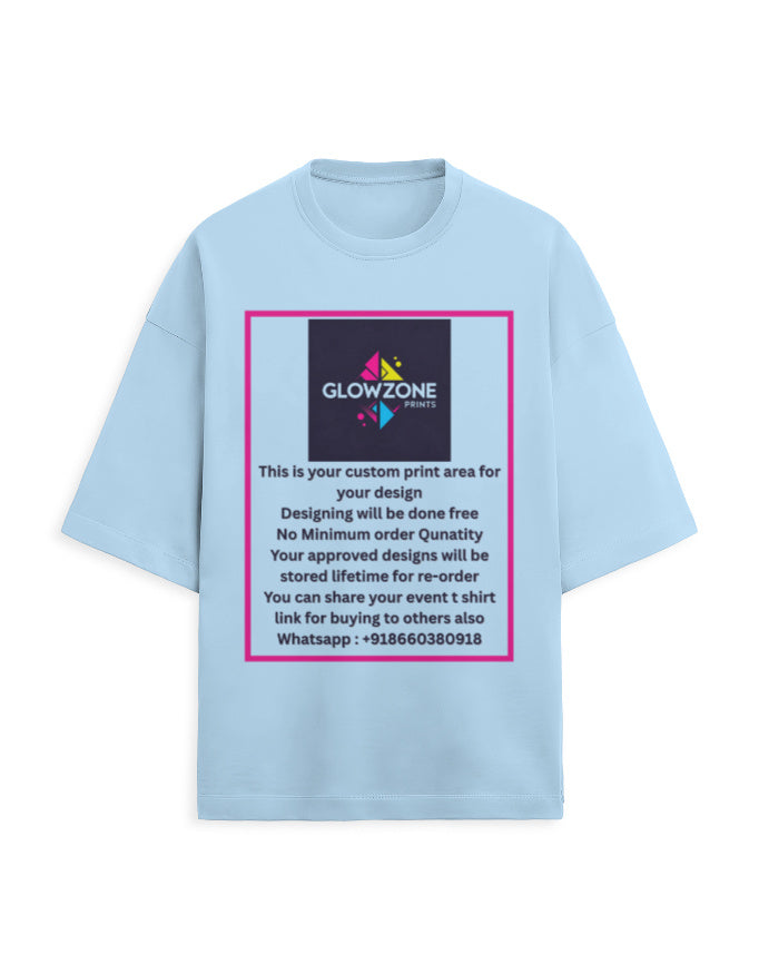 Unisex Terry Oversized Tee | UT27 (Custom Print) Baby Blue GlowZonePrints