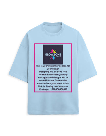 Unisex Terry Oversized Tee | UT27 (Custom Print) Baby Blue GlowZonePrints