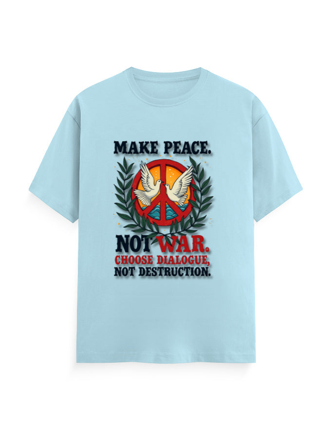 Unisex Crew T-Shirt - Make Peace Baby Blue GlowZonePrints