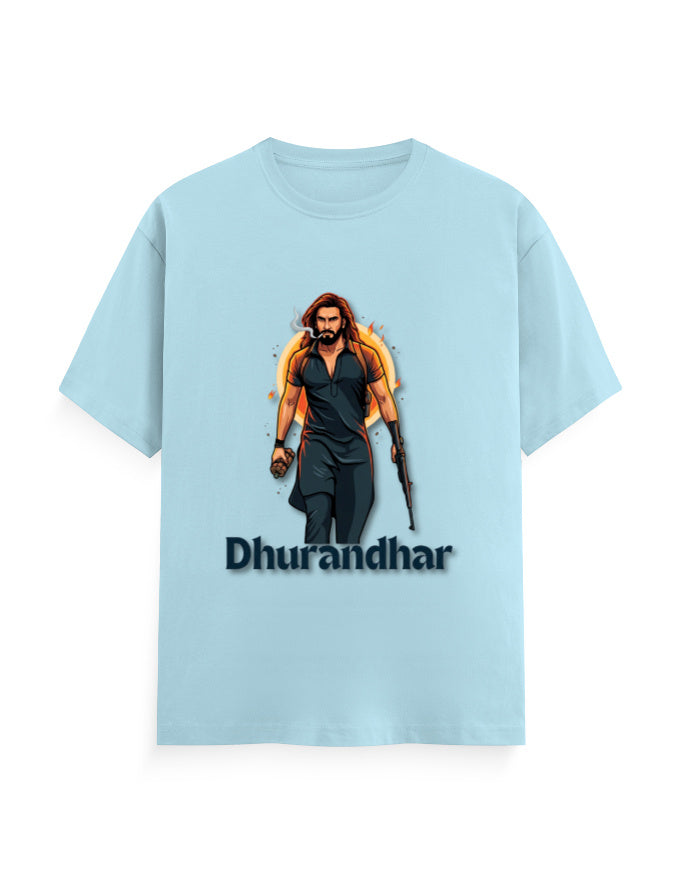 Unisex Crew T-Shirt – Dhurandhar(D) Baby Blue GlowZonePrints