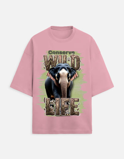 Unisex Terry Oversized Tee – Conserve Wild Life Flamingo GlowZonePrints