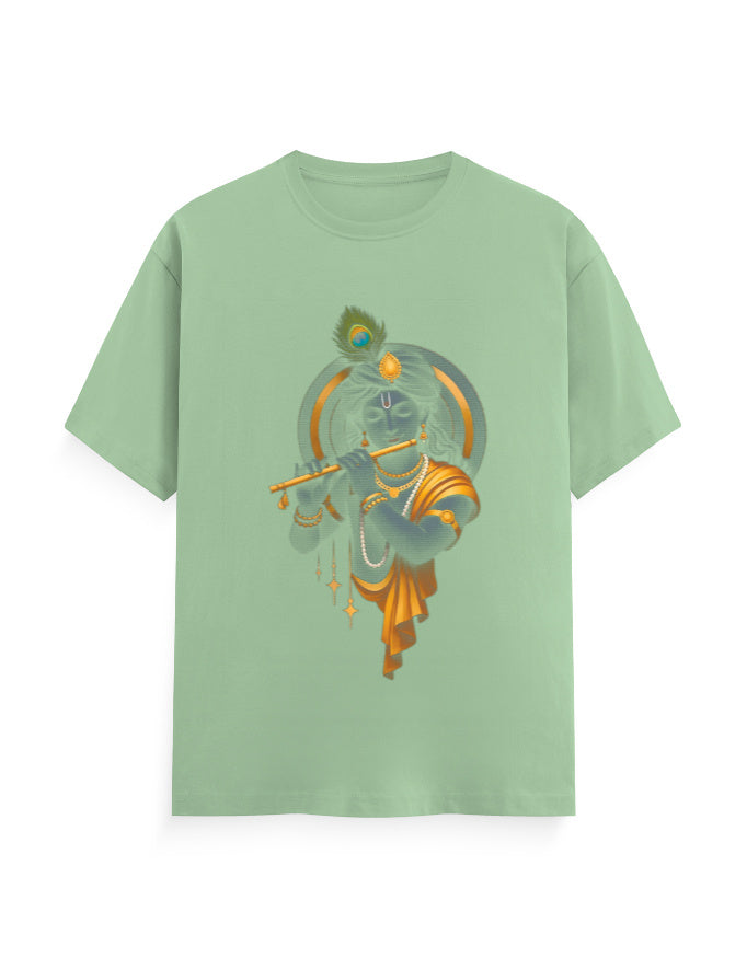 Unisex Classic Crew T-Shirt – Krishna Playing Flute GlowZonePrints