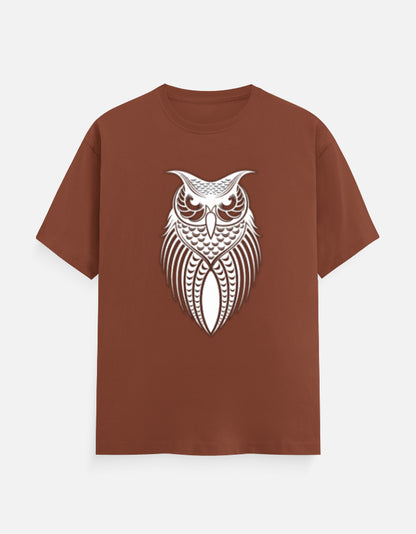 Unisex Classic Crew T-Shirt – Owl Halftone Design Copper GlowZonePrints