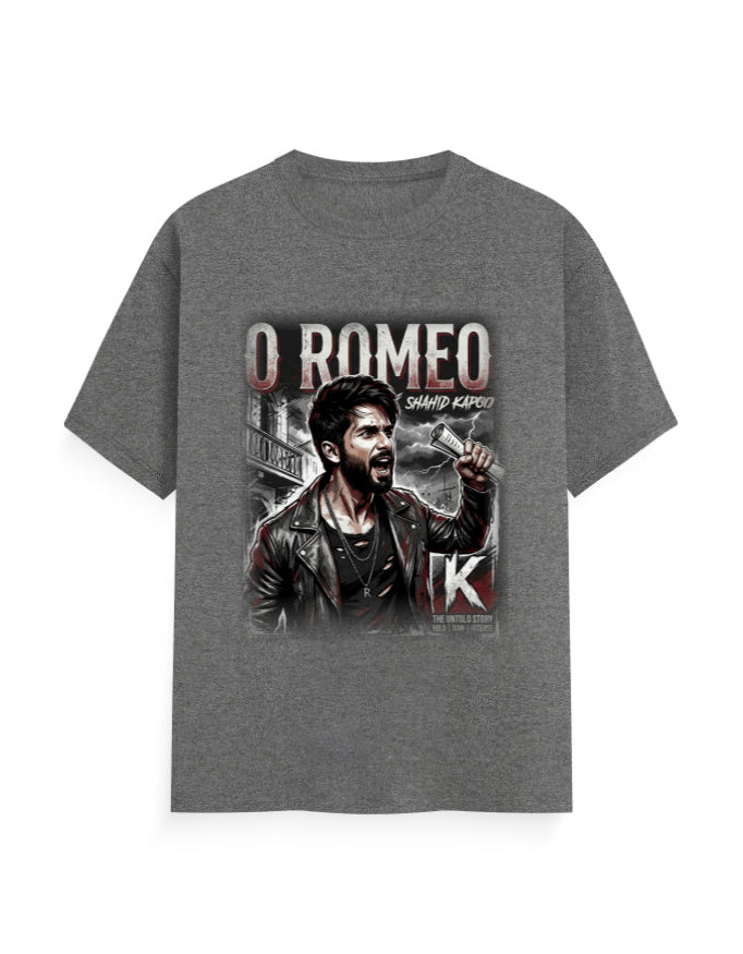 Unisex Classic Crew T-Shirt - O Romeo-Retro Charcoal Melange GlowZonePrints