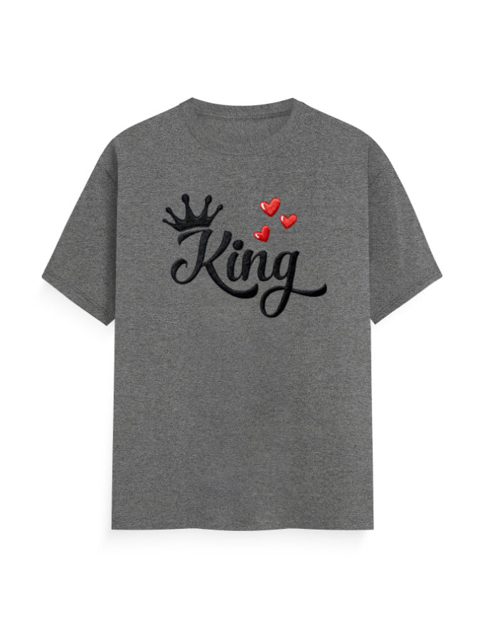 Unisex Classic Crew T-Shirt - King - Embroidery Charcoal Melange GlowZonePrints