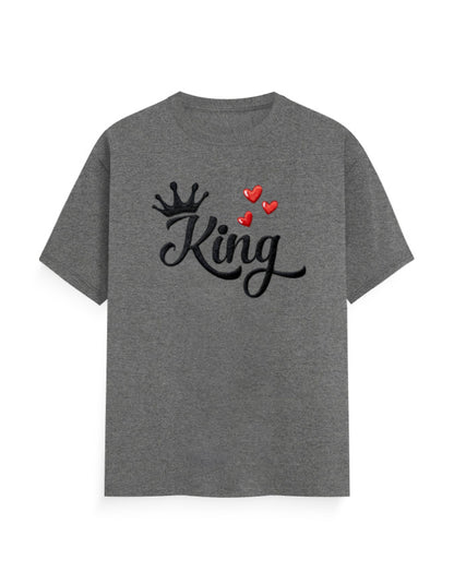 Unisex Classic Crew T-Shirt - King - Embroidery Charcoal Melange GlowZonePrints