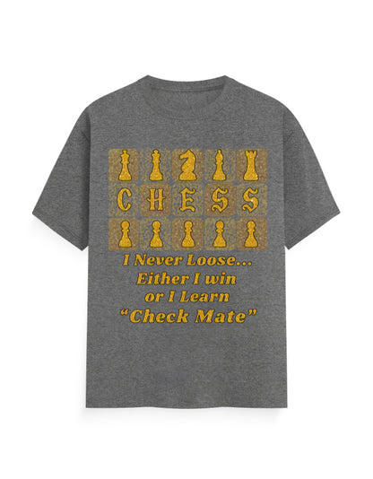 Unisex Classic Crew T-Shirt – Chess (Gold Edition) Charcoal Melange GlowZonePrints