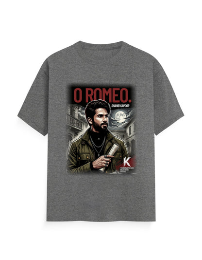 Unisex Classic Crew T-Shirt - O Romeo Charcoal Melange GlowZonePrints