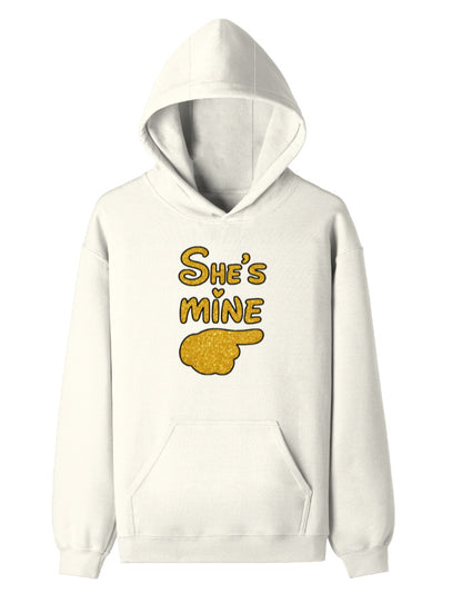 Unisex Pullover Hoodie -She's Mine Off White GlowZonePrints