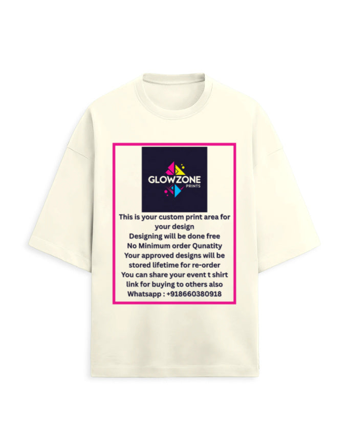 Unisex Terry Oversized Tee | UT27 (Custom Print) Off White GlowZonePrints