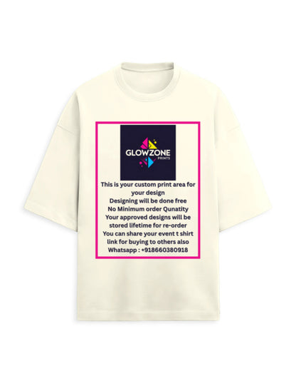 Unisex Terry Oversized Tee | UT27 (Custom Print) Off White GlowZonePrints
