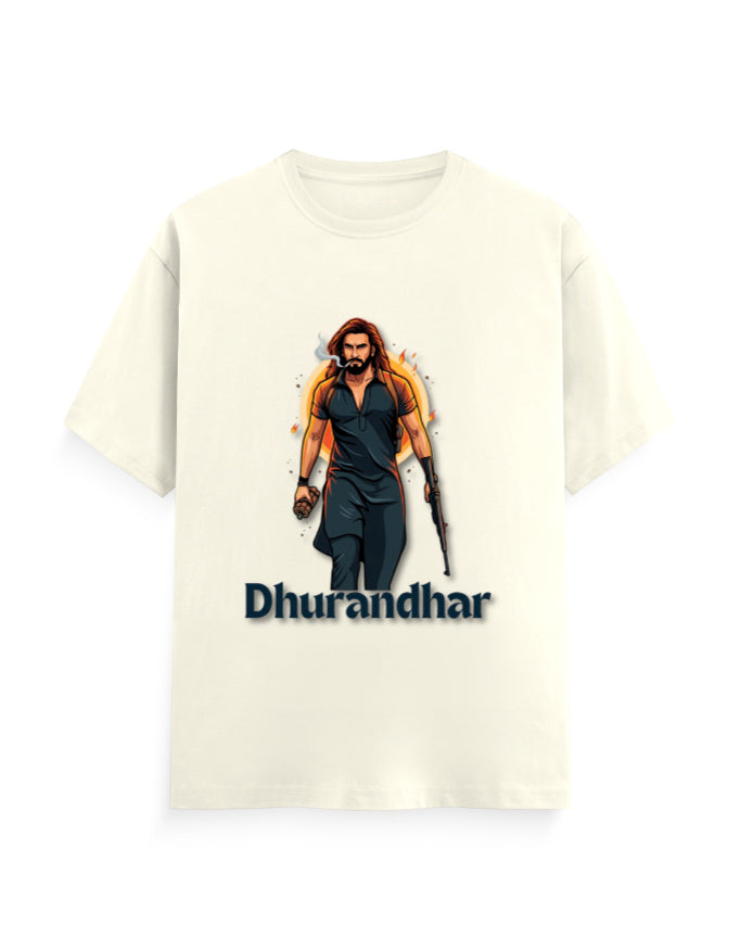 Unisex Crew T-Shirt – Dhurandhar(D) Off White GlowZonePrints