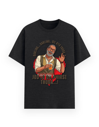 Unisex Basic T-Shirt – Darling Darling Dil Kyu Thoda.? Black melange GlowZonePrints