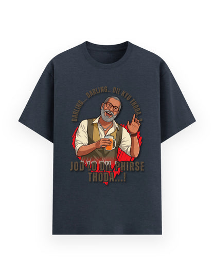 Unisex Basic T-Shirt – Darling Darling Dil Kyu Thoda.? Navy melange GlowZonePrints