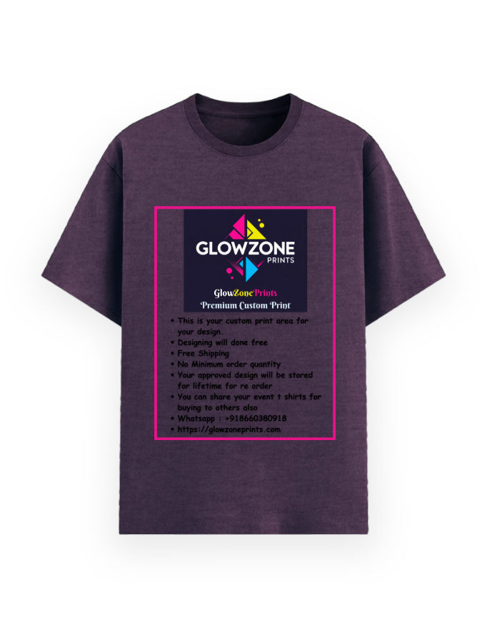 Unisex Basic T-Shirt | UB73 (Custom Print) Purple melange GlowZonePrints