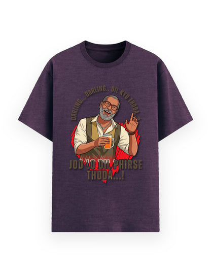 Unisex Basic T-Shirt – Darling Darling Dil Kyu Thoda.? Purple melange GlowZonePrints