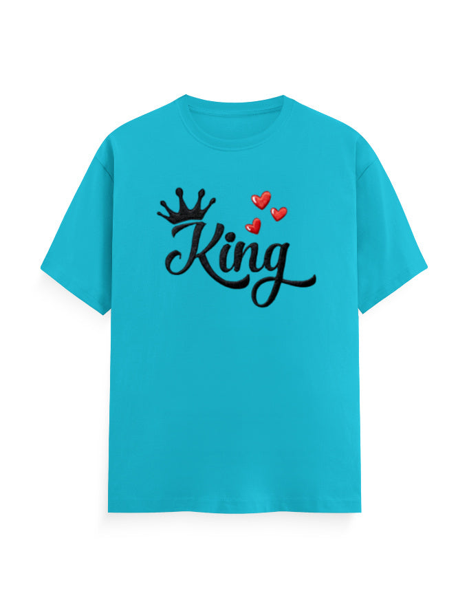 Unisex Classic Crew T-Shirt - King - Embroidery SkyBlue GlowZonePrints