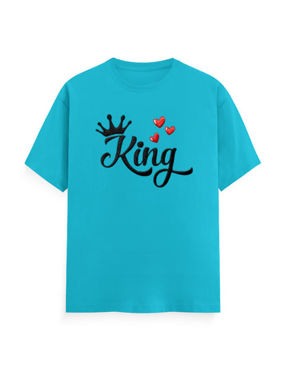 Unisex Classic Crew T-Shirt - King - Embroidery SkyBlue GlowZonePrints