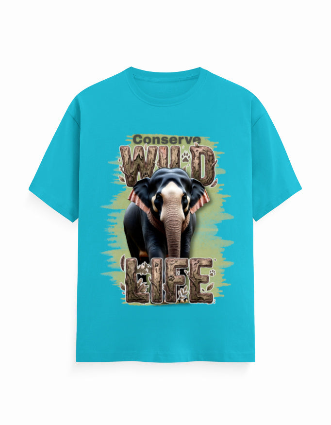 Unisex Classic Crew T-Shirt – Conserve Wild Life SkyBlue GlowZonePrints