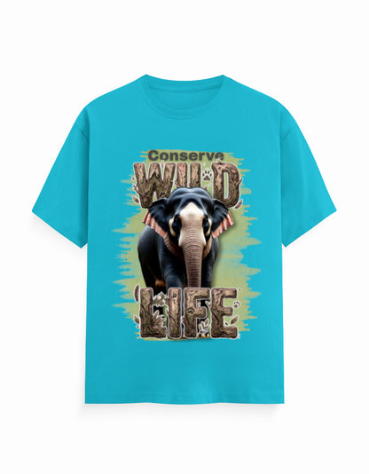 Unisex Classic Crew T-Shirt – Conserve Wild Life SkyBlue GlowZonePrints
