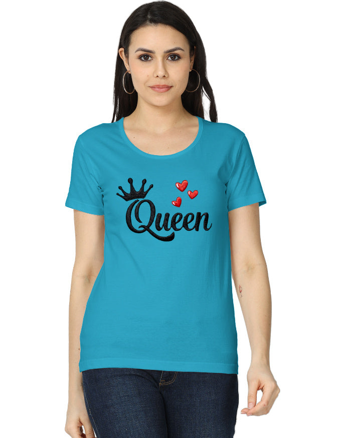 Women's Classic T-Shirt - Queen - Embroidery Edition SkyBlue GlowZonePrints