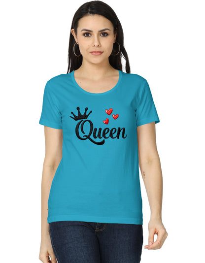 Women's Classic T-Shirt - Queen - Embroidery Edition SkyBlue GlowZonePrints