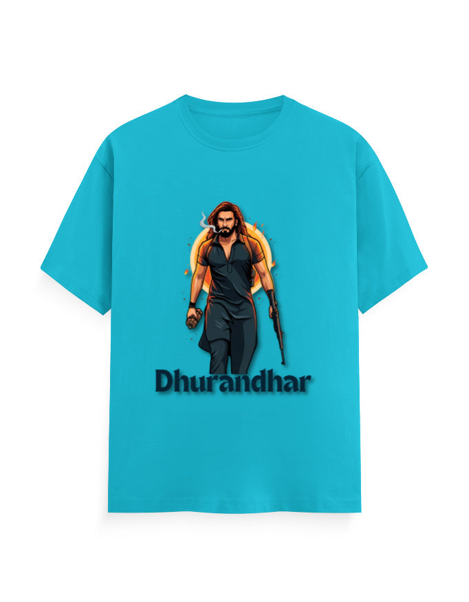 Unisex Crew T-Shirt – Dhurandhar(D) SkyBlue GlowZonePrints