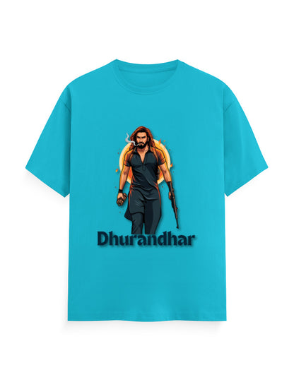 Unisex Crew T-Shirt – Dhurandhar(D) SkyBlue GlowZonePrints
