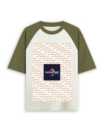 Unisex Oversized Raglan T-Shirt – Custom Print Olive Green off white GlowZonePrints