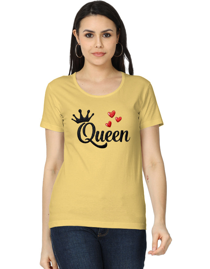 Women's Classic T-Shirt - Queen - Embroidery Edition Yellow GlowZonePrints