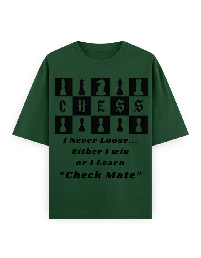 Unisex Oversized Classic T-Shirt – Chess (Black Edition) Bottle Green GlowZonePrints