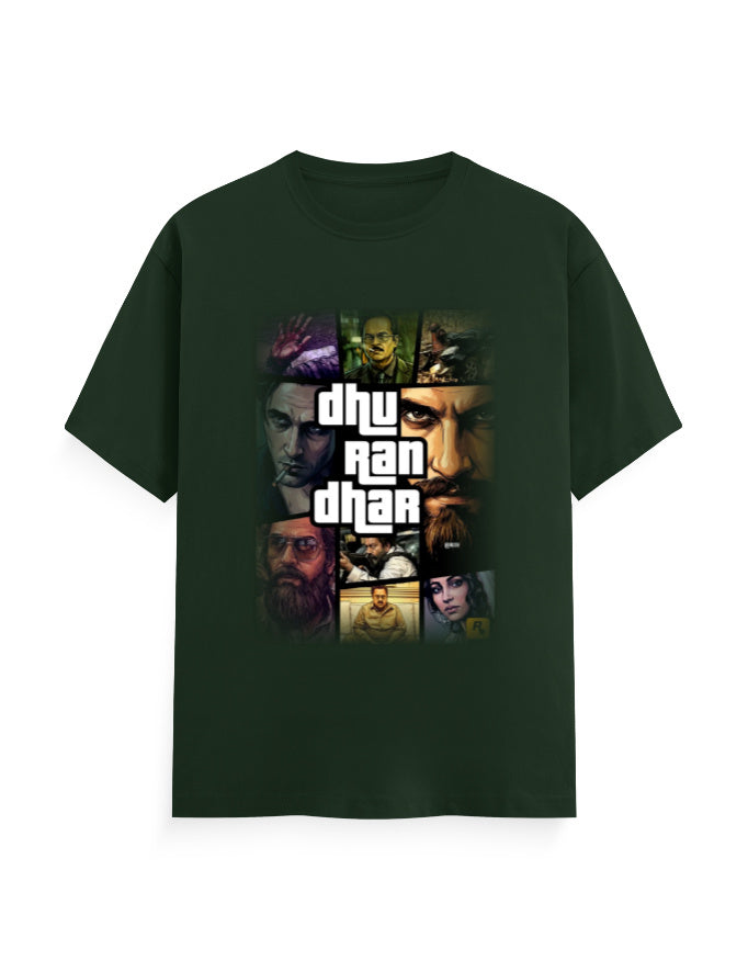 Unisex Crew T-Shirt – Dhurandhar(C) Bottle Green GlowZonePrints