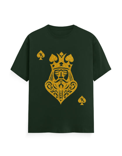 Unisex Classic Crew T-Shirt – Card King heart Bottle Green GlowZonePrints