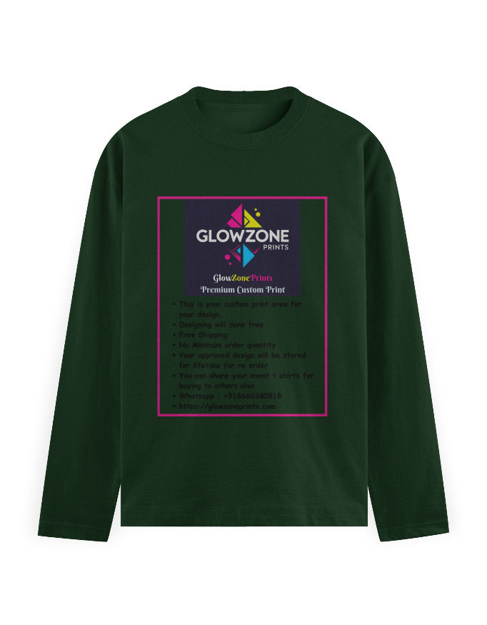 Men's Full Sleeve T-Shirt | MF31 (Custom Print) Bottle Green GlowZonePrints
