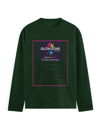 Men's Full Sleeve T-Shirt | MF31 (Custom Print) Bottle Green GlowZonePrints
