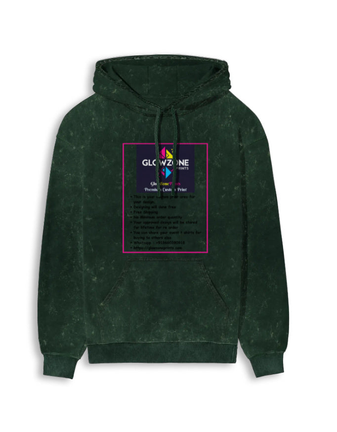 Unisex Acid Washed Hoodie | UH62 (Custom Prints) Bottle Green GlowZonePrints