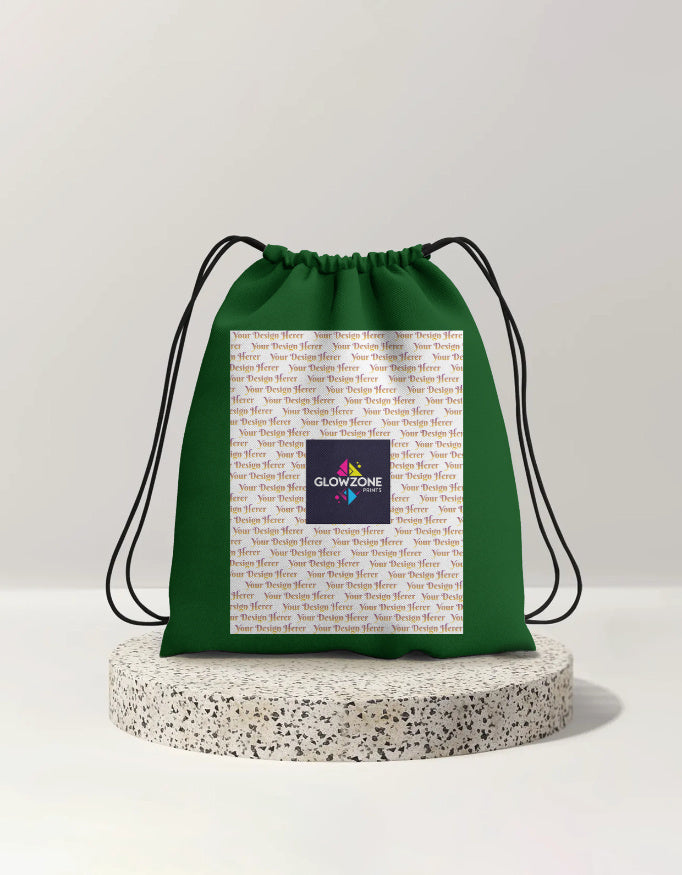 Drawstring Bag (Custom Print) Bottle Green Standard GlowZonePrints