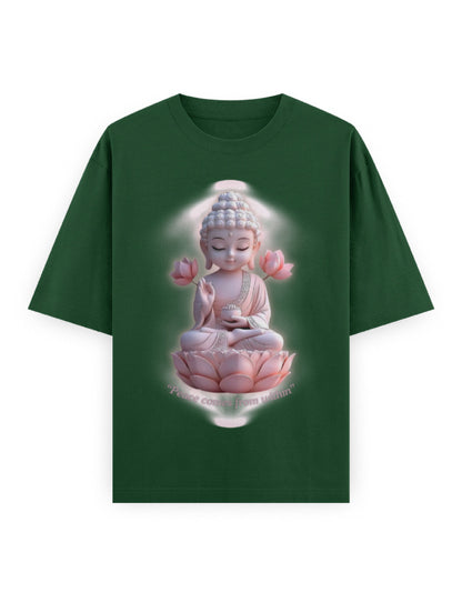 Peace Oversized T-Shirt | BP01 Bottle Green GlowZonePrints