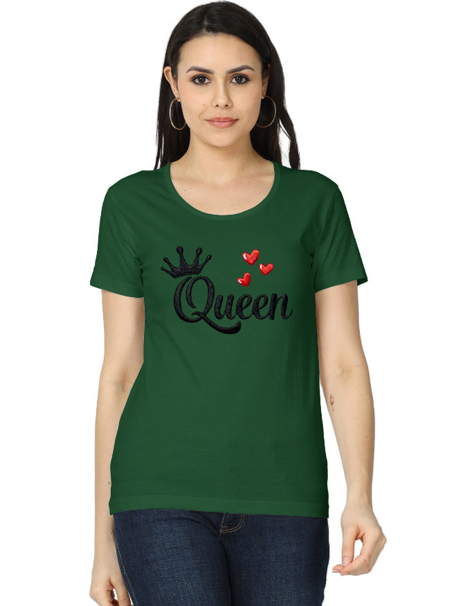 Women's Classic T-Shirt - Queen - Embroidery Edition Bottle Green GlowZonePrints