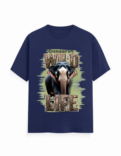Unisex Classic Crew T-Shirt – Conserve Wild Life Royal Blue GlowZonePrints