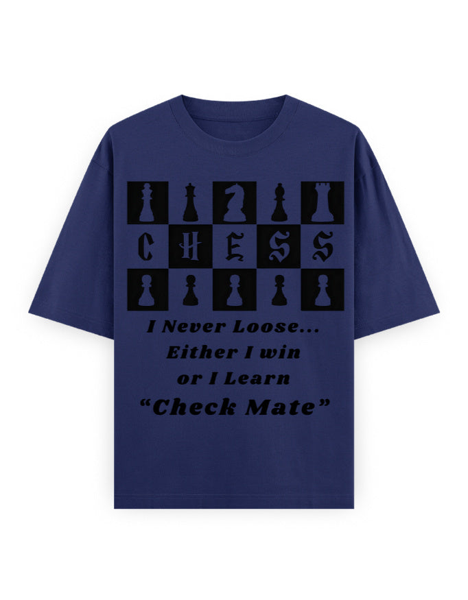 Unisex Oversized Classic T-Shirt – Chess (Black Edition) Royal Blue GlowZonePrints