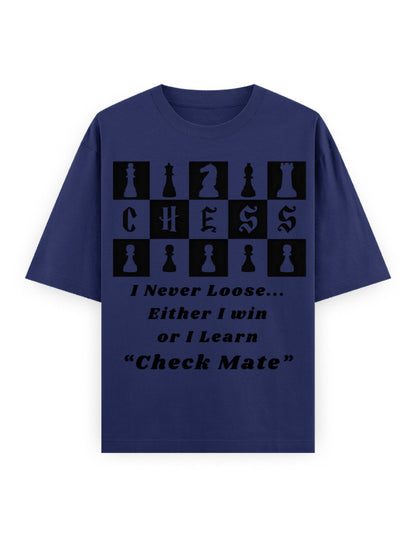 Unisex Oversized Classic T-Shirt – Chess (Black Edition) Royal Blue GlowZonePrints